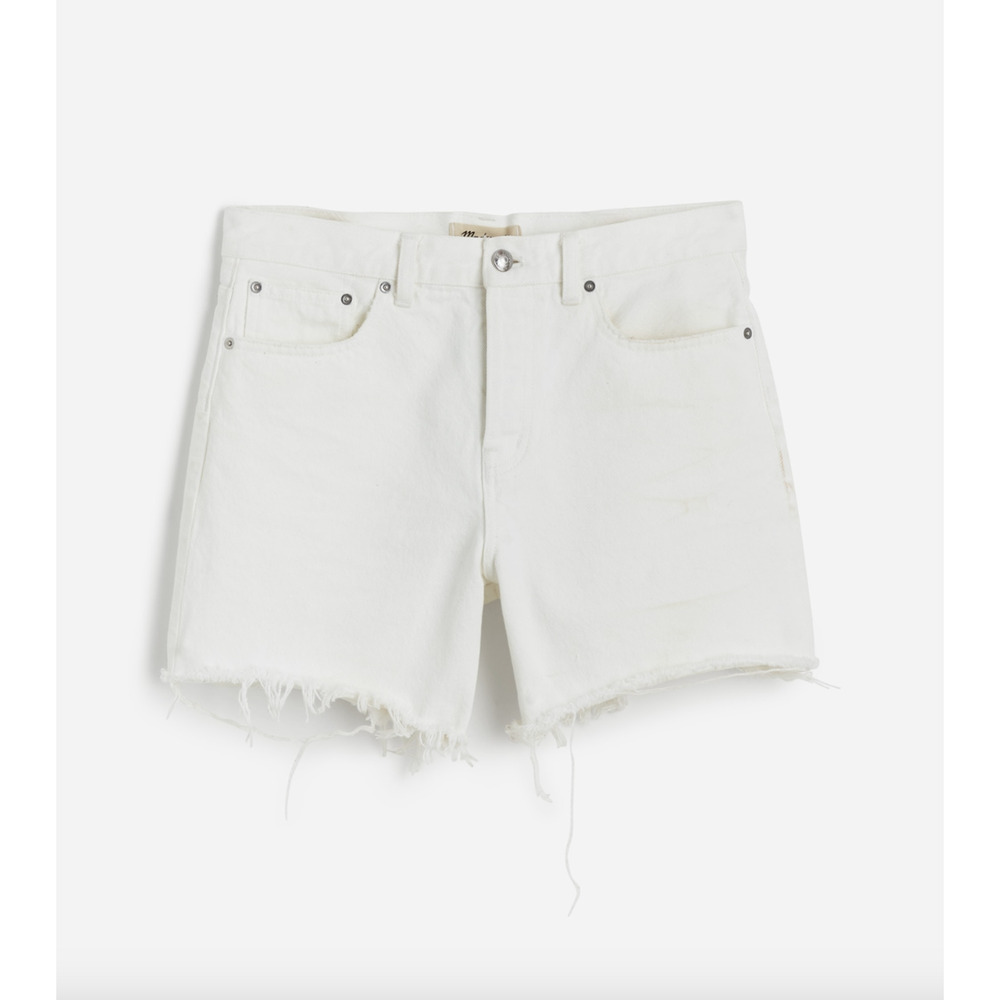 Madewell The Brynn Long Short Pure Low Slung Rigid Denim White Relaxed US 29 NWT - Picture 6 of 13